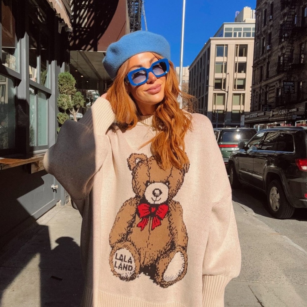 Dressed in LALA Beige Teddy Bear Sweater